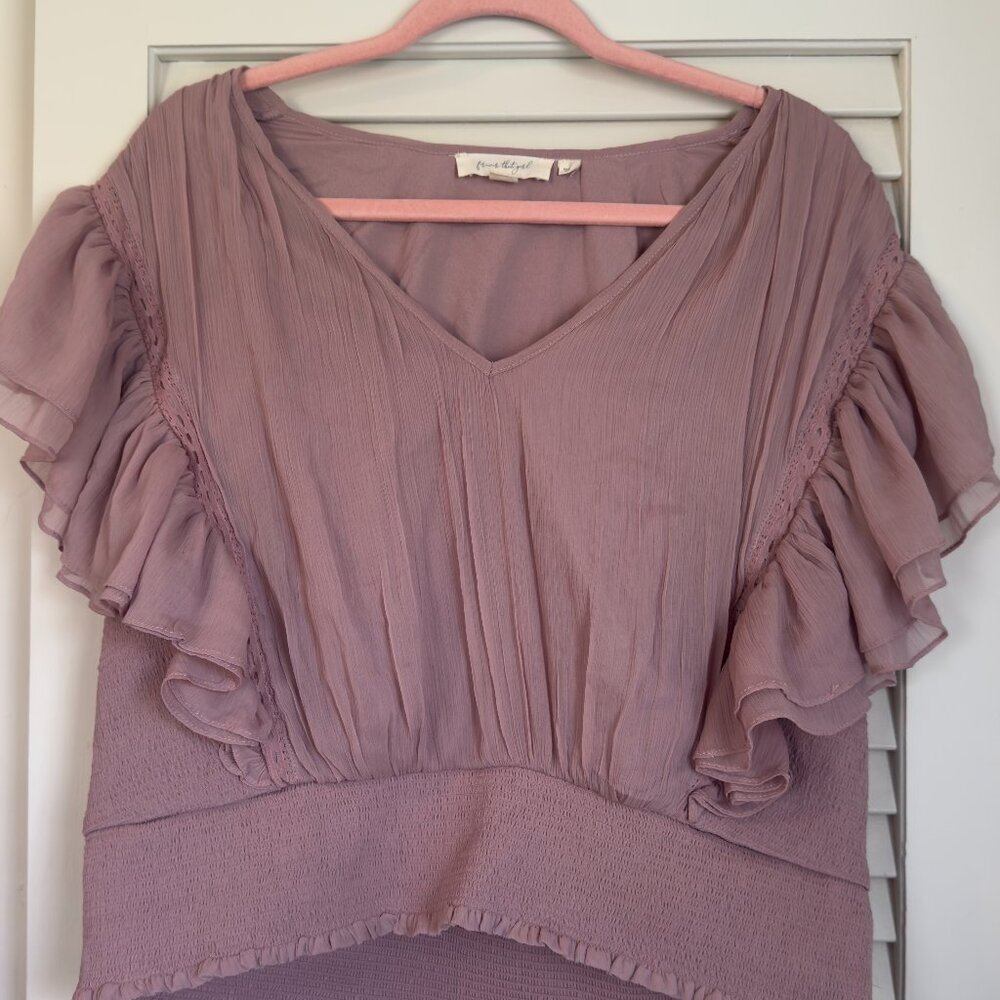 Blush Pink Flouncy Top- Anthropology